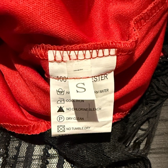 Showgirl Sequin Beaded Fringe Formal Chic Black and Red Mini Dress - Picture 7 of 8